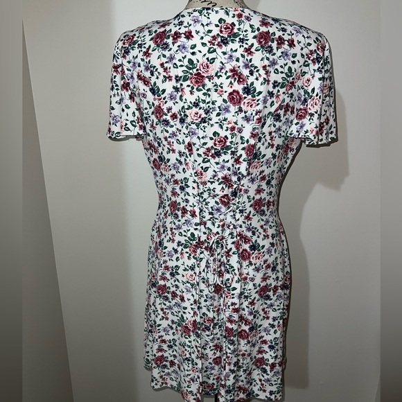 Vintage 90s All That Jazz Floral Lace-Up Back Dress/Cottagecore/Size M - Picture 6 of 14